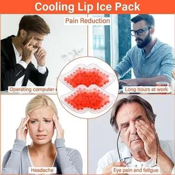 TrelaCo 60 Pcs Gel Lip Ice Pack Bulk Reusable Boo Boo Packs Ice Bag for Injuries Lip Shape Mini Cold Compress for Headaches Tired Eyes Swelling Teeth Pain Relief(Red)