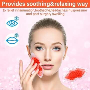 TrelaCo 60 Pcs Gel Lip Ice Pack Bulk Reusable Boo Boo Packs Ice Bag for Injuries Lip Shape Mini Cold Compress for Headaches Tired Eyes Swelling Teeth Pain Relief(Red)