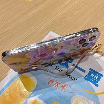 Lastma for iPhone 13 Pro Max Case Cute with Wrist Strap Kickstand Glitter Bling Cartoon IMD Soft TPU...