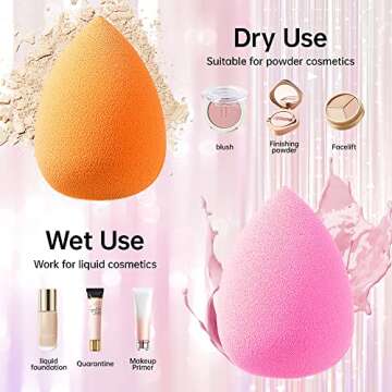 AJOKE 10 Pcs Perfect Makeup Sponge Set Blender Flawless for Liquid, Multi-colored Beauty Makeup Sponges