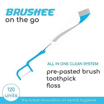 Brushee - The Evolution of Oral Care | 4-in-1 Tool (Paste + Brush + Floss + Pick) | Individually Wra...