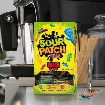 SOUR PATCH KIDS Big Individually Wrapped Soft & Chewy Candy, Bulk Candy, 240 Count Box