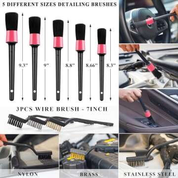 AUTODECO 39Pcs Car Cleaning Wash Kit Interior Detailing Cleaner Kit with High Power Handheld Vacuum, Brush Set, Windshield Tool, Gel, Duster, Towels, Tire Brush, Complete Car Care Tools, Pink