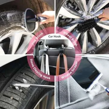 AUTODECO 39Pcs Car Cleaning Wash Kit Interior Detailing Cleaner Kit with High Power Handheld Vacuum, Brush Set, Windshield Tool, Gel, Duster, Towels, Tire Brush, Complete Car Care Tools, Pink