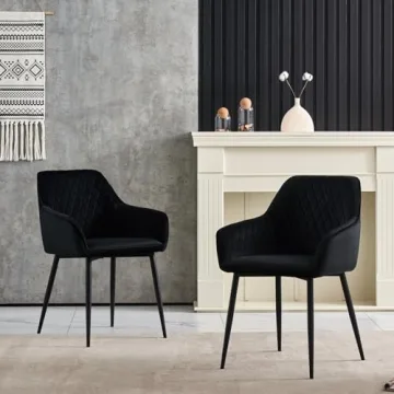 Modern Velvet Dining Chairs Set of 2 with Metal Legs