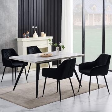Modern Velvet Dining Chairs Set of 2 with Metal Legs