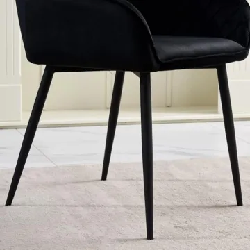 Modern Velvet Dining Chairs Set of 2 with Metal Legs