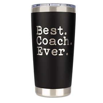 JENVIO Best Coach Ever Stainless Steel Travel Tumbler | 20oz Coffee Mug with Lids & Straws - Perfect...