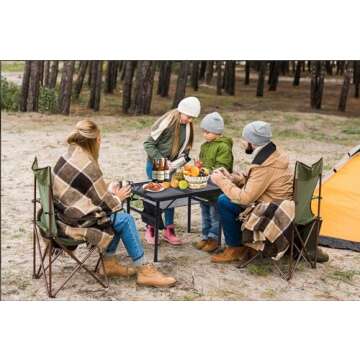 Nice C Table for Grill, Outdoor Table, Camping Table, Outdoor Cooking Table, Picnic Tables, Card Table Adjustable Height, Mesh Bag, Carry Handle (47.3” x 23.7“ x 14.7”/24.2“ Black)