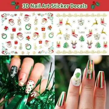 PrettyDiva 3D Christmas Nail Stickers for Festive Art