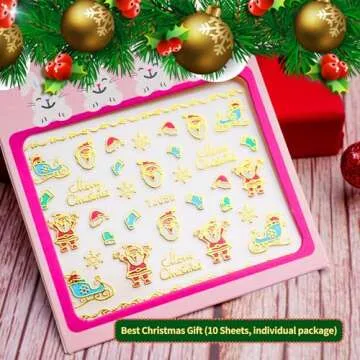 PrettyDiva 3D Christmas Nail Stickers for Festive Art