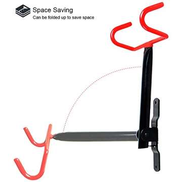 DIRZA Bike Wall Mount Hanger 2 Pack - Foldable, Horizontal Rack for Indoor, Garage