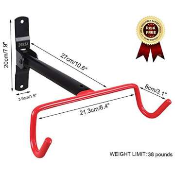 DIRZA Bike Wall Mount Hanger - Foldable, Space Saving Rack