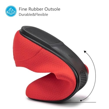 Frank Mully Women’s Knit Ballet Flat Round Toe Slip On Flats Shoes Classic Low Wedge Ballerina Walking Flats Shoes Red,7.5