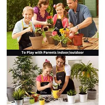 Geyiie Gardening Set Toy, Kids Wood Gardening Ourdoor Toy-Rake, Fork, Shovel, Trowel, How to Gardening Tale-Child Gardening Tool for Toddler Girls Boys Aged Up 3+(7PCS)