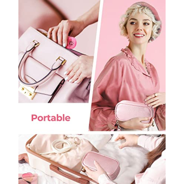 AMOOS Cute Pill Organizer 2 Times a Day, PU Leather Pill Case for Women, Portable Weekly Pill Box for Purse with Storage Bag to Hold Vitamins, Medications, Fish Oils, Supplements (Pink)