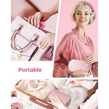 AMOOS Cute Pill Organizer 2 Times a Day, PU Leather Pill Case for Women, Portable Weekly Pill Box for Purse with Storage Bag to Hold Vitamins, Medications, Fish Oils, Supplements (Pink)