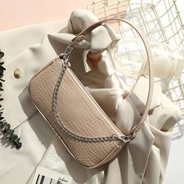 Loiral Shoulder Bags for Women, Retro Classic Tote HandBag, Small Clutch Purse with Zipper Closure