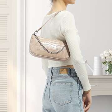 Loiral Shoulder Bags for Women, Retro Classic Tote HandBag, Small Clutch Purse with Zipper Closure