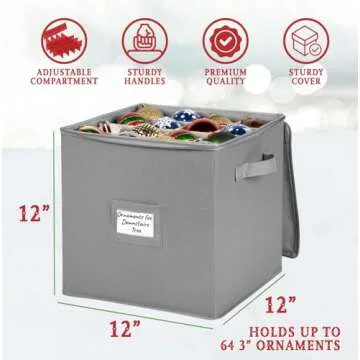 HOLDN’ STORAGE Christmas Ornament Organizer with 64 Compartments
