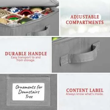 HOLDN’ STORAGE Christmas Ornament Organizer with 64 Compartments