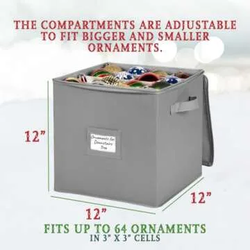 HOLDN’ STORAGE Christmas Ornament Organizer with 64 Compartments