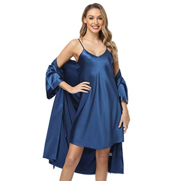 Old-Times Women Robe Soft Bathrobe Lightweight Solid Color Pajamas Set Cozy Nightgown Sleepwear Plus...