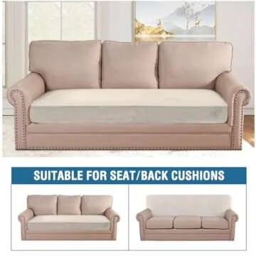 H.VERSAILTEX Velvet Stretch Individual Couch Cushion Cover Plush Cushion Slipcover for Loveseat Sofa Cushion Furniture Protector Seat Cushion Sofa Cover (1 Piece Sofa Cushion Cover, Ivory)