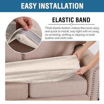 H.VERSAILTEX Velvet Stretch Individual Couch Cushion Cover Plush Cushion Slipcover for Loveseat Sofa Cushion Furniture Protector Seat Cushion Sofa Cover (1 Piece Sofa Cushion Cover, Ivory)