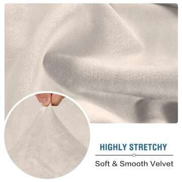 H.VERSAILTEX Velvet Stretch Individual Couch Cushion Cover Plush Cushion Slipcover for Loveseat Sofa Cushion Furniture Protector Seat Cushion Sofa Cover (1 Piece Sofa Cushion Cover, Ivory)