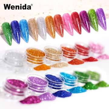 Glitter Wenida 12 Color Holographic Cosmetic & Craft Glitter