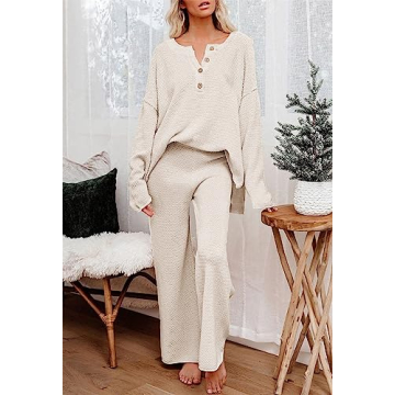 ETCYY Women's Two Piece Knit Lounge Set for Stylish Comfort