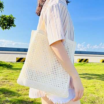 GGOOB Coconut Girl Aesthetic Crochet Tote Bag - Stylish Beach Essential for Every Occasion