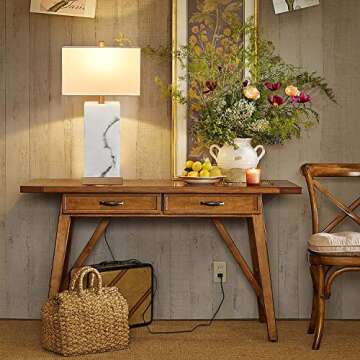 24" White Table Lamp Set of 2 Touch Control, Lamps for Living Room with USB, 3-Way Dimmable Bedside ...