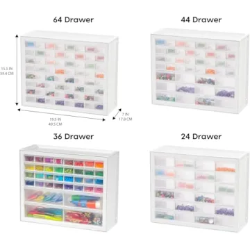 IRIS USA Bead Storage Drawer with 64 Small Organizing Drawers