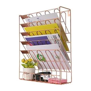 Elegant Spacrea Hanging File Organizer - Functional Style in Rose Gold