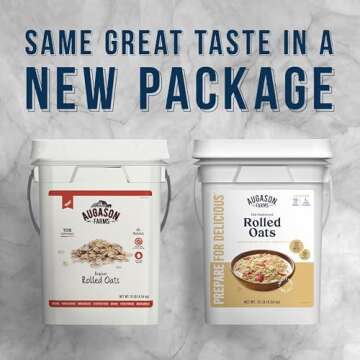 Augason Farms Regular Rolled Oats 4-Gallon Pail, Emergency Food Supply, Everyday Meals, 113 Servings