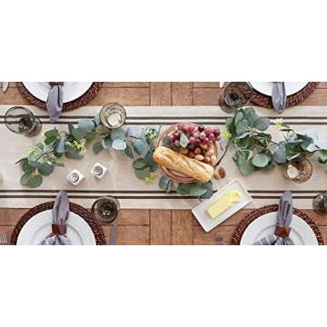 DII French Stripe Dining Table Collection Farmhouse Style Table Runner, 14x72 Inches, Taupe/Black