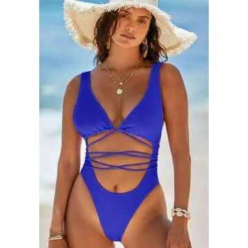 Sovoyontee 2025 Women's Sexy Cheeky One Piece Swimsuits Cut Out Thong Bikini Bathing Suit Monokini S...