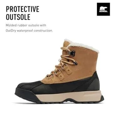 SOREL Men's Scout 87 Lux Waterproof Boot - Caribou Buff, Black - 9.5