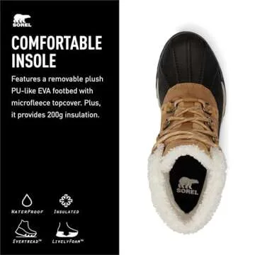 SOREL Men's Scout 87 Lux Waterproof Boot - Caribou Buff, Black - 9.5