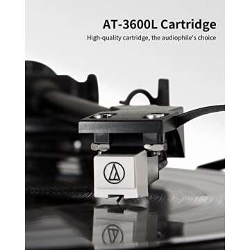 ANGELS HORN Vinyl Record Player, Bluetooth Turntable with Built in Speakers Phono Preamp, High Fidelity Turntables for Vinyl Records with Magnetic Cartridge AT-3600L, Belt Drive 2-Speed