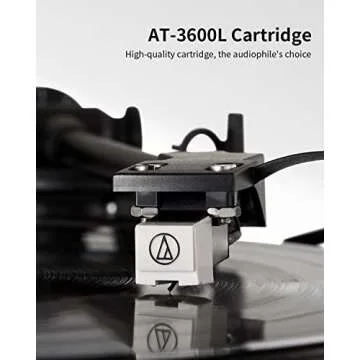 ANGELS HORN Vinyl Record Player, Bluetooth Turntable with Built in Speakers Phono Preamp, High Fidelity Turntables for Vinyl Records with Magnetic Cartridge AT-3600L, Belt Drive 2-Speed