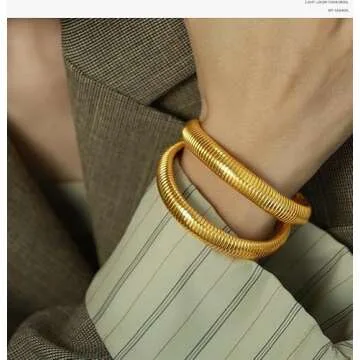 Gold Bangle Bracelets Set for Women - Trendy Stackable Jewelry