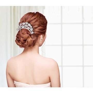 JACIYA Bridal Hair Accessories Wedding Hair Comb Bride Wedding Pearl Hair Pins for Women 26 pcs Bridal Wedding Headpiece for Bridesmaids Wedding Hair Accessories for Brides(Silver)