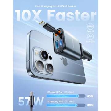 Lamicall Car Charger USB C Fast Charging Compact 57W