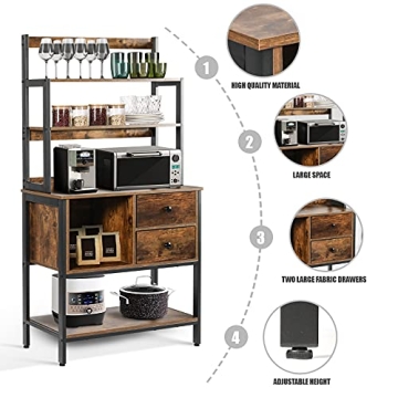YGBH 6-Tier Kitchen Bakers Rack with Storage and Style