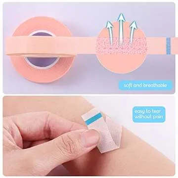 Eyelash Extension Tape Breathable Adhesive Lash Tape Non-Woven Fabric Lash Tape with Heart-Shaped Tape Dispenser Cutter, 0.5 Inch Wide, 10 Yards Long of Each (Pink,Chic Style)