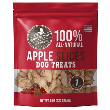 Wholesome Pride Apple Slices 100% All-Natural Single Ingredient, Soft, USA-Sourced Dog Treats, 8 oz