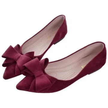 SAILING LU Bow-Knot Ballet Flats: Stylish Slip-On Suede Shoes for Work and Casual Wear